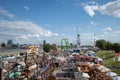 Top view of amusement park, carnival or festival called GrÃÂ¶ÃÅ¸te Kirmes am Rhein.